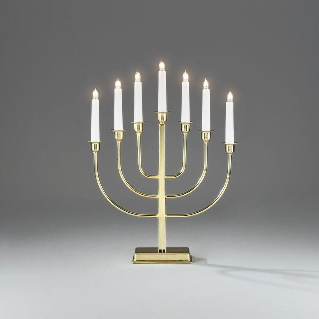Adventsstake 7 lys i messingfarget metall-Julebelysning adventsstake-Konstsmide-Messing-2466-800TR-Lightup.no