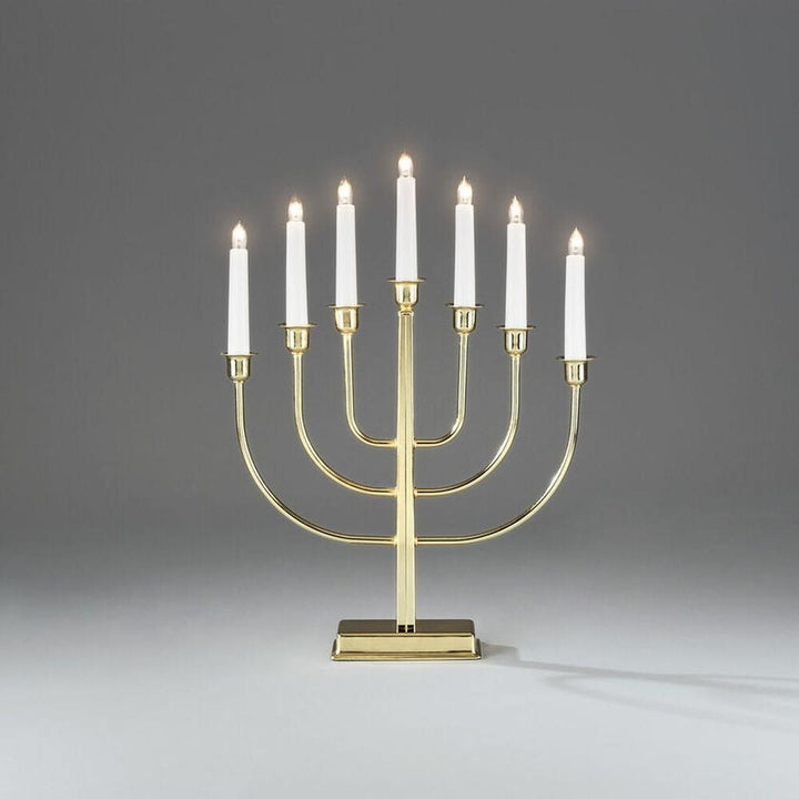 Adventsstake 7 lys i messingfarget metall-Julebelysning adventsstake-Konstsmide-Messing-2466-800TR-Lightup.no