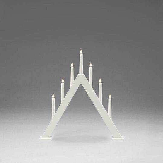 Adventsstake 7 lys i tre – 50 cm-Julebelysning adventsstake-Konstsmide-Matt hvit-3931-205-Lightup.no