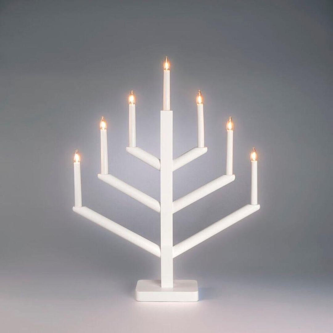 Adventsstake 7 lys i tre – 61,7 cm-Julebelysning adventsstake-Konstsmide-Matt hvit-2505-210-Lightup.no