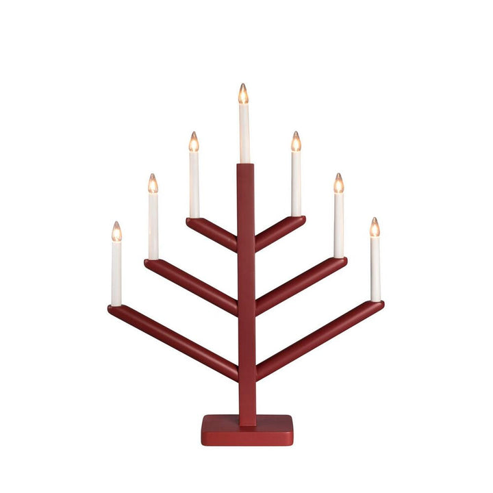 Adventsstake 7 lys i tre – 61,7 cm-Julebelysning adventsstake-Konstsmide-Matt hvit-2505-210-Lightup.no