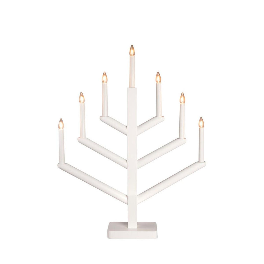 Adventsstake 7 lys i tre – 61,7 cm-Julebelysning adventsstake-Konstsmide-Matt hvit-2505-210-Lightup.no