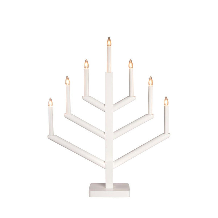 Adventsstake 7 lys i tre – 61,7 cm-Julebelysning adventsstake-Konstsmide-Matt hvit-2505-210-Lightup.no