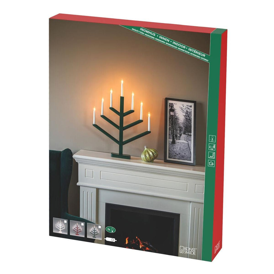Adventsstake 7 lys i tre – 61,7 cm-Julebelysning adventsstake-Konstsmide-Matt hvit-2505-210-Lightup.no