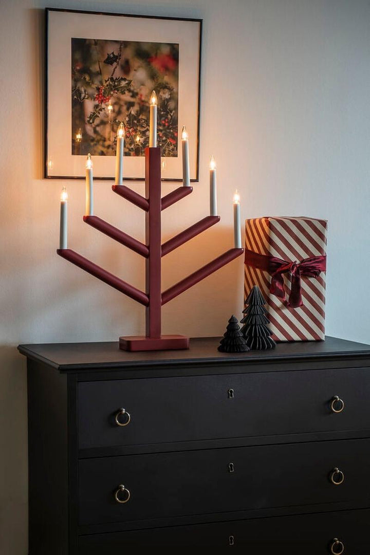 Adventsstake 7 lys i tre – 61,7 cm-Julebelysning adventsstake-Konstsmide-Matt hvit-2505-210-Lightup.no