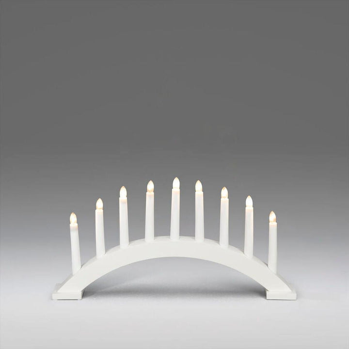 Adventsstake 9 lys i tre – 25,5 cm-Julebelysning adventsstake-Konstsmide-Hvit-3938-210-Lightup.no