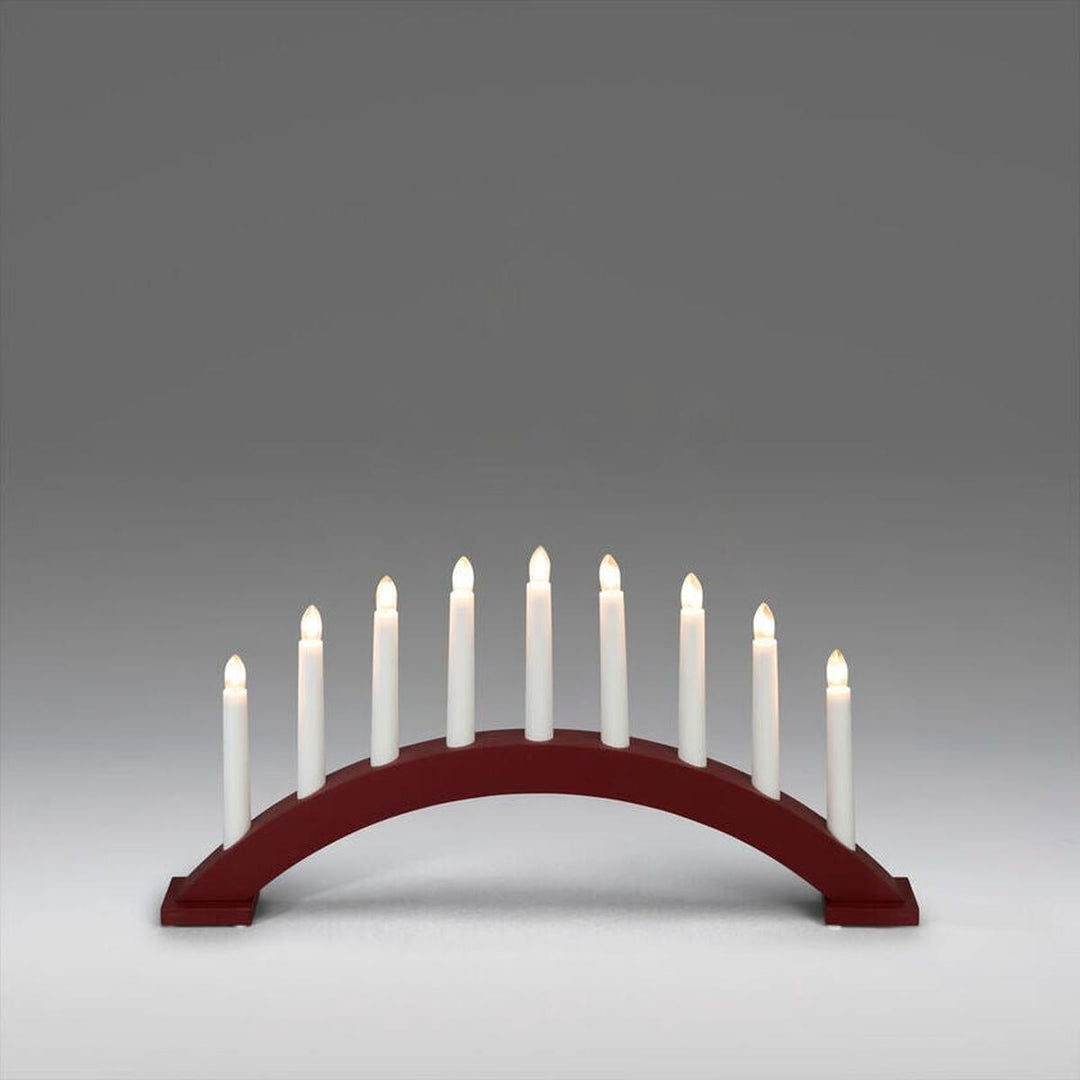 Adventsstake 9 lys i tre – 25,5 cm-Julebelysning adventsstake-Konstsmide-Matt mørkerød-3938-520-Lightup.no