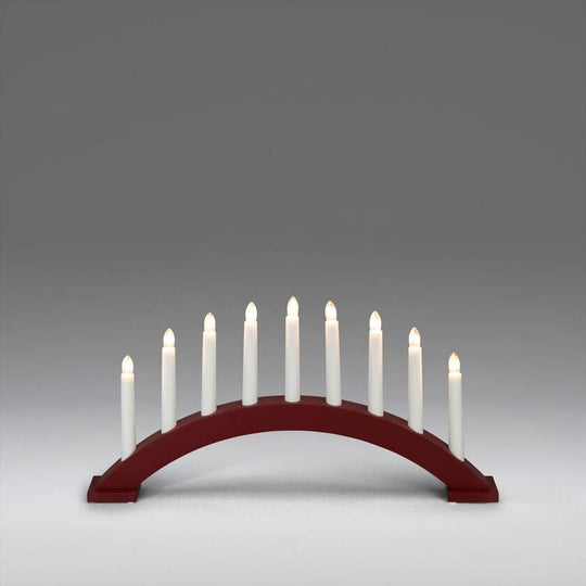 Adventsstake 9 lys i tre – 25,5 cm-Julebelysning adventsstake-Konstsmide-Matt mørkerød-3938-520-Lightup.no