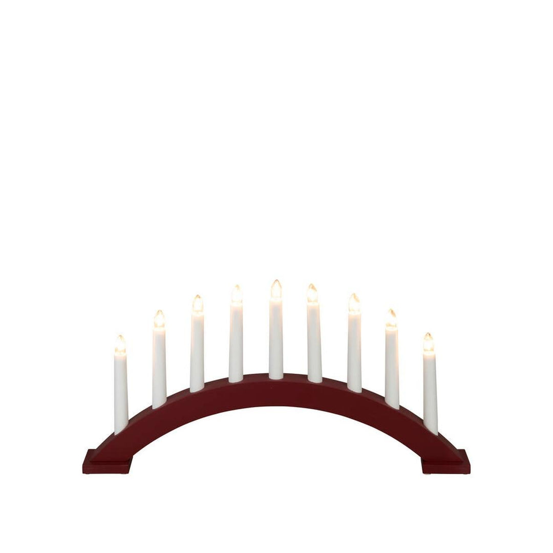 Adventsstake 9 lys i tre – 25,5 cm-Julebelysning adventsstake-Konstsmide-Matt mørkerød-3938-520-Lightup.no