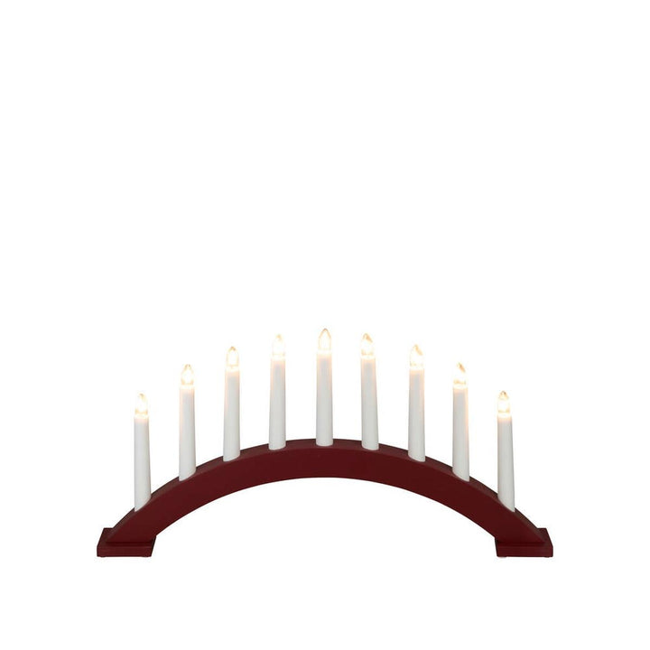 Adventsstake 9 lys i tre – 25,5 cm-Julebelysning adventsstake-Konstsmide-Matt mørkerød-3938-520-Lightup.no