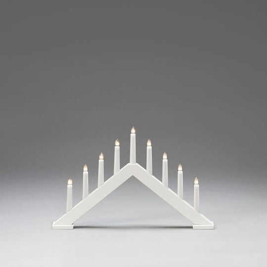 Adventsstake 9 lys i tre – 32 cm-Julebelysning adventsstake-Konstsmide-Matt hvit-3984-205-Lightup.no