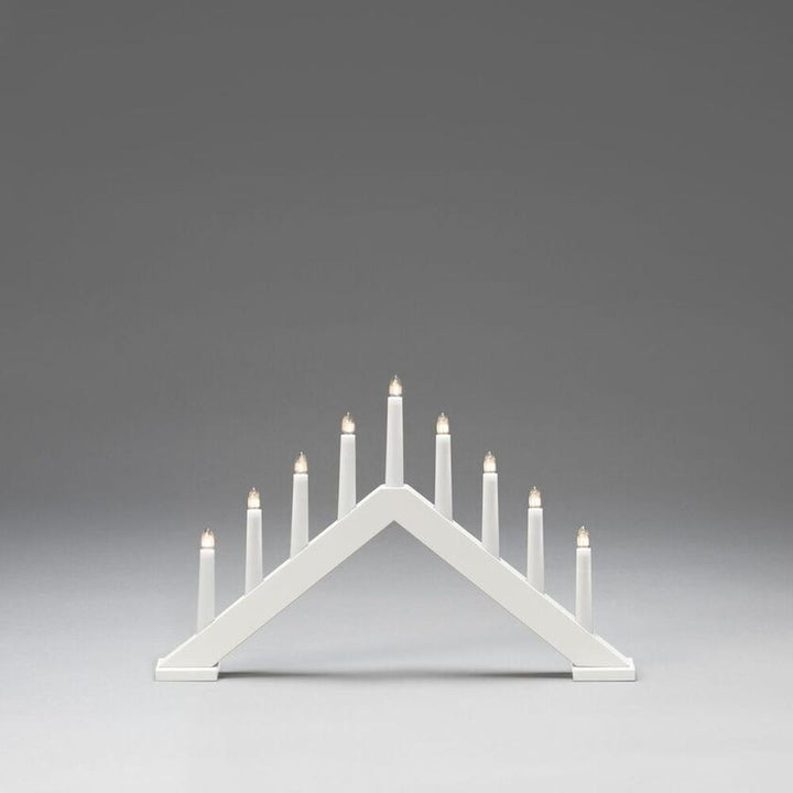 Adventsstake 9 lys i tre – 32 cm-Julebelysning adventsstake-Konstsmide-Matt hvit-3984-205-Lightup.no