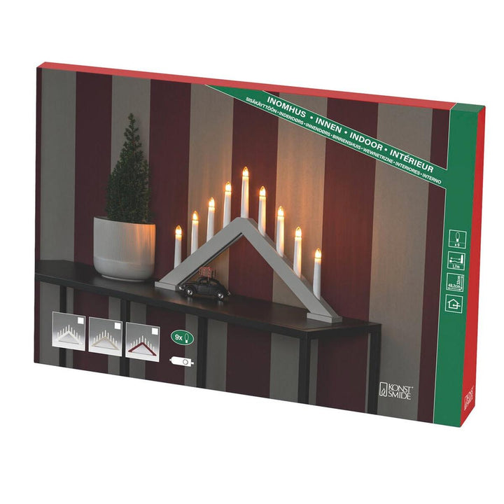 Adventsstake 9 lys i tre – 32 cm-Julebelysning adventsstake-Konstsmide-Matt hvit-3984-205-Lightup.no