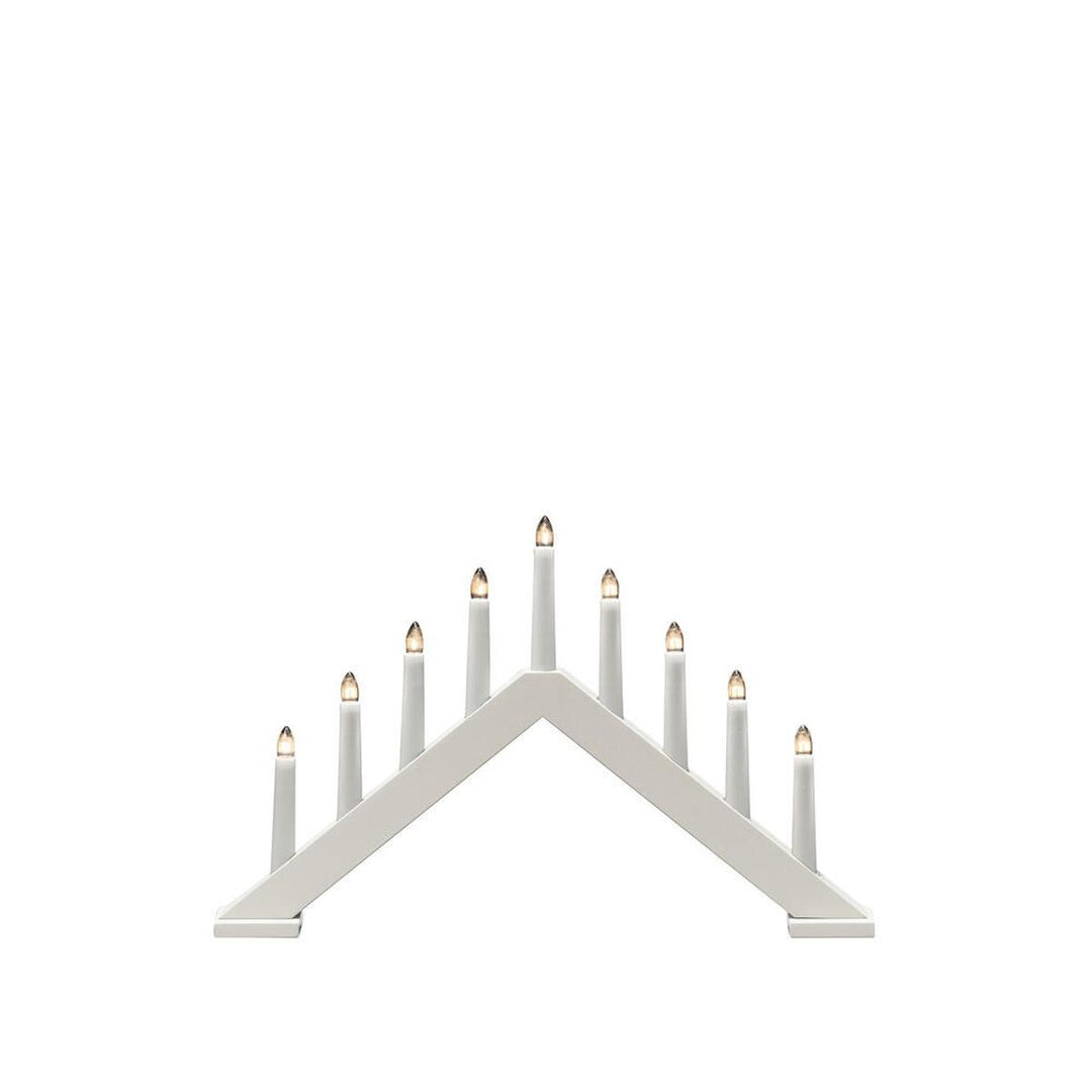 Adventsstake 9 lys i tre – 32 cm-Julebelysning adventsstake-Konstsmide-Matt hvit-3984-205-Lightup.no