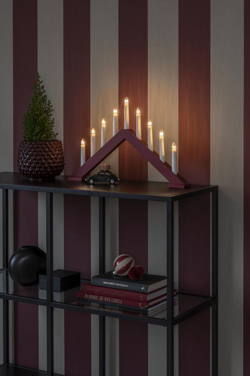 Adventsstake 9 lys i tre – 32 cm-Julebelysning adventsstake-Konstsmide-Matt hvit-3984-205-Lightup.no