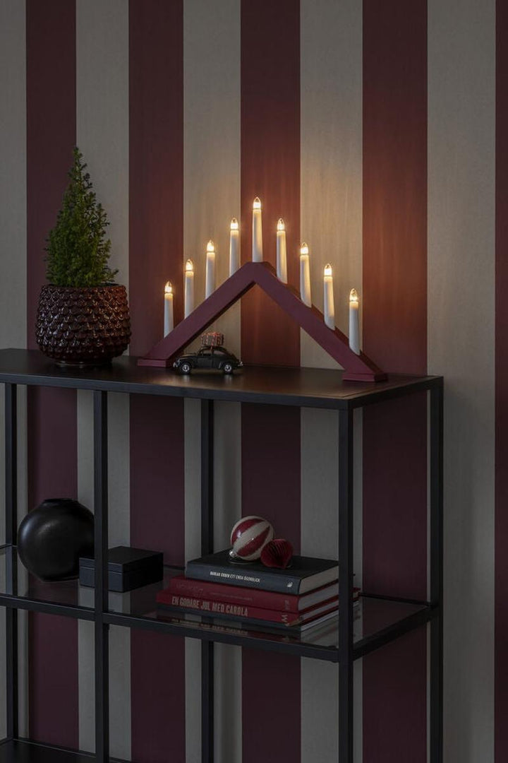 Adventsstake 9 lys i tre – 32 cm-Julebelysning adventsstake-Konstsmide-Matt hvit-3984-205-Lightup.no