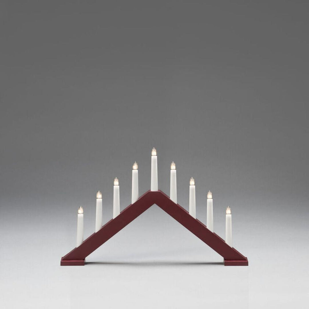 Adventsstake 9 lys i tre – 32 cm-Julebelysning adventsstake-Konstsmide-Matt mørkerød-3984-525-Lightup.no