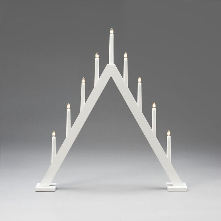 Adventsstake 9 lys i tre – 64,8 cm-Julebelysning adventsstake-Konstsmide-Matt hvit-3932-205-Lightup.no