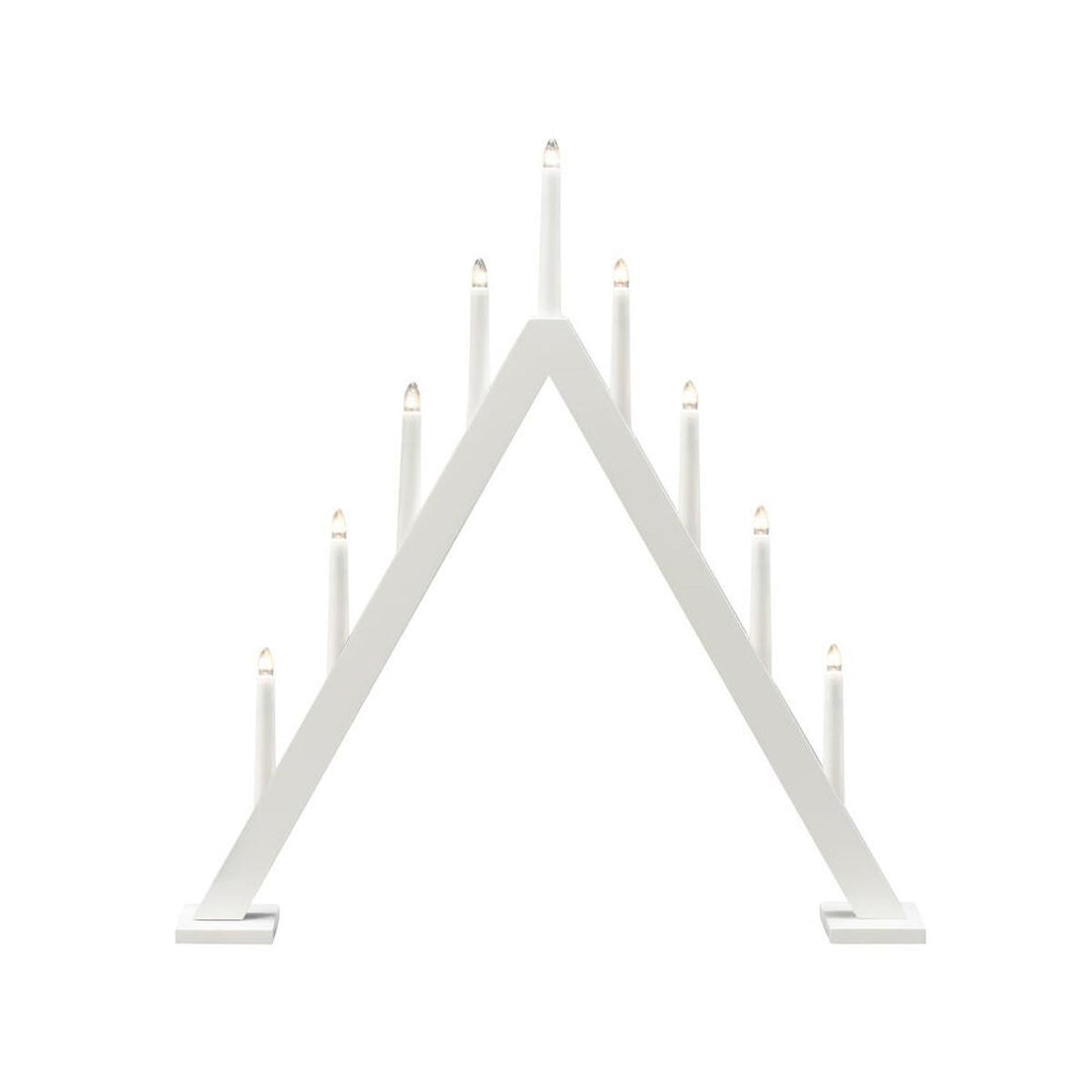 Adventsstake 9 lys i tre – 64,8 cm-Julebelysning adventsstake-Konstsmide-Matt hvit-3932-205-Lightup.no