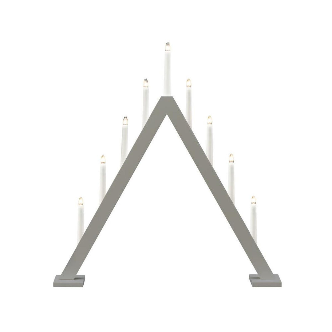 Adventsstake 9 lys i tre – 64,8 cm-Julebelysning adventsstake-Konstsmide-Matt hvit-3932-205-Lightup.no