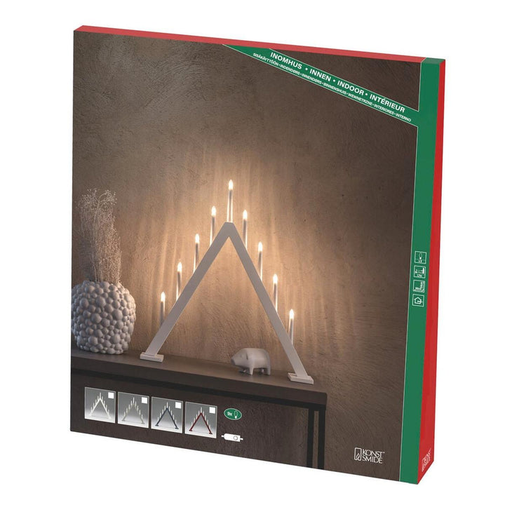 Adventsstake 9 lys i tre – 64,8 cm-Julebelysning adventsstake-Konstsmide-Matt hvit-3932-205-Lightup.no