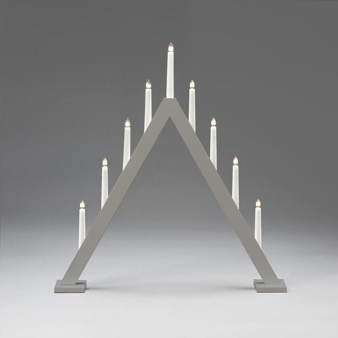 Adventsstake 9 lys i tre – 64,8 cm-Julebelysning adventsstake-Konstsmide-Matt grå-3932-305-Lightup.no