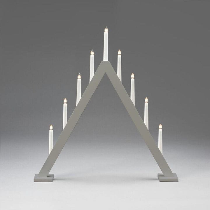 Adventsstake 9 lys i tre – 64,8 cm-Julebelysning adventsstake-Konstsmide-Matt grå-3932-305-Lightup.no