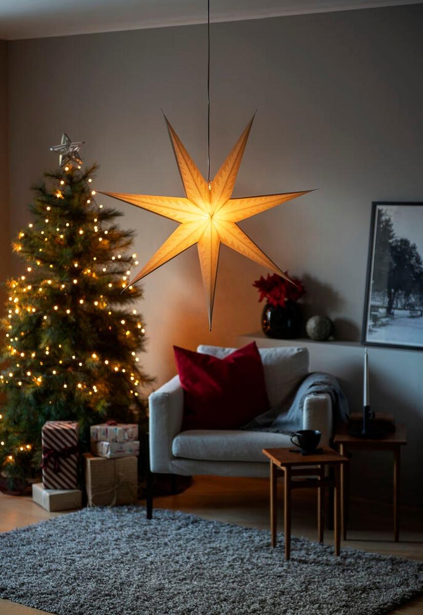Adventsstjerne i papir med 7 spisser – 78 cm-Julebelysning adventstjerne-Konstsmide-Hvit-5944-200-Lightup.no
