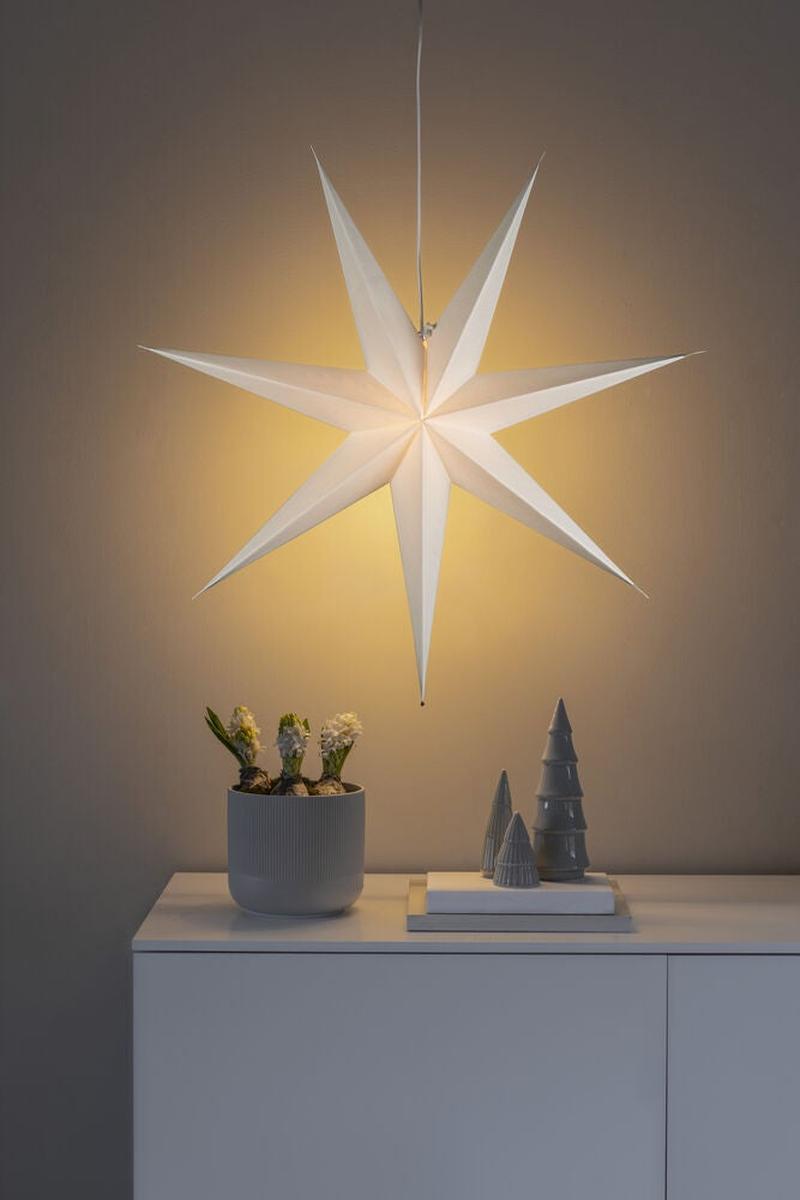 Adventsstjerne i papir med 7 spisser – 78 cm-Julebelysning adventstjerne-Konstsmide-Hvit-5944-200-Lightup.no