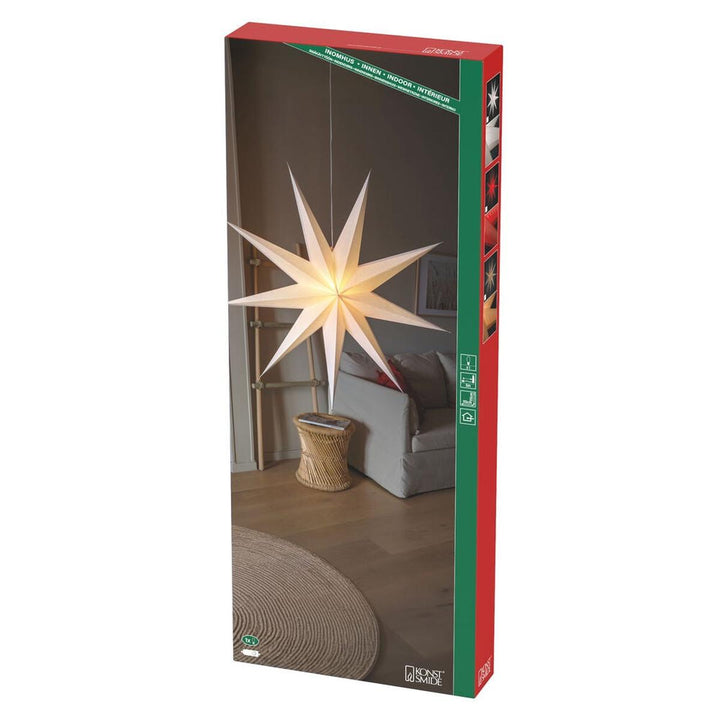 Adventsstjerne i papir med 9 spisser – 115 cm-Julebelysning adventstjerne-Konstsmide-Hvit-5945-200-Lightup.no