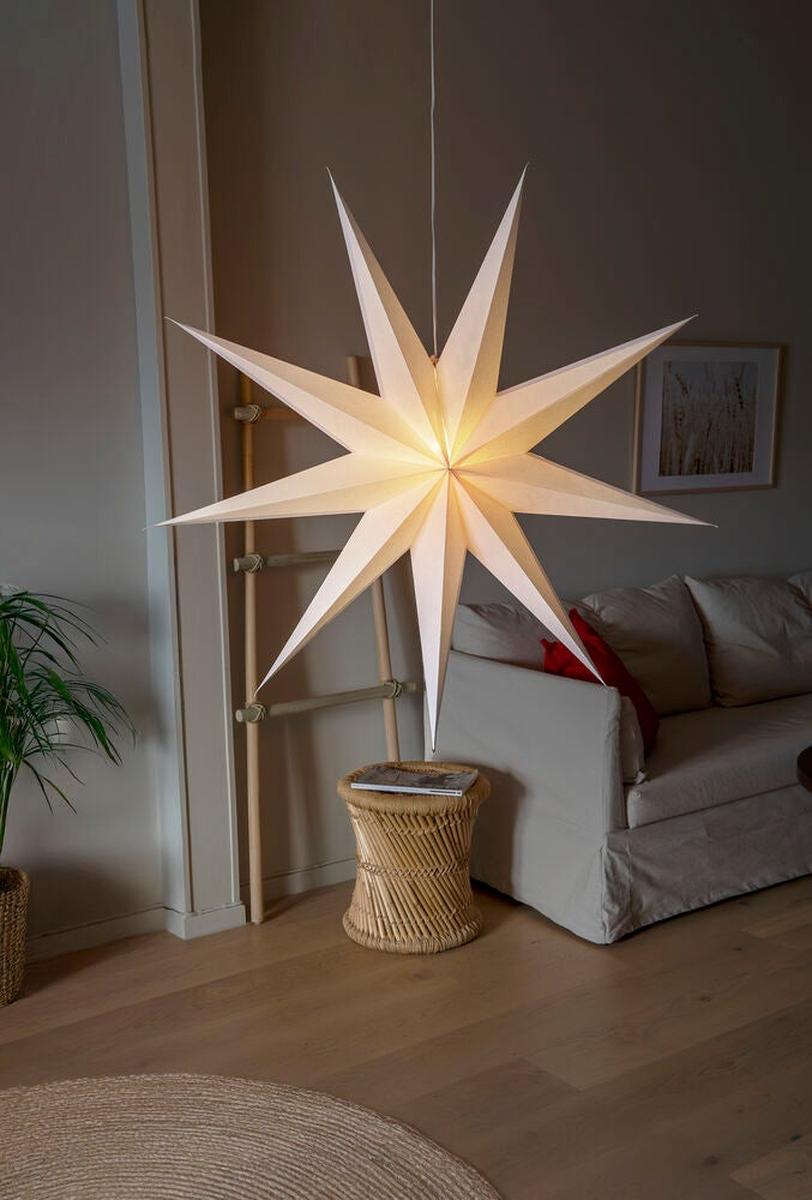 Adventsstjerne i papir med 9 spisser – 115 cm-Julebelysning adventstjerne-Konstsmide-Hvit-5945-200-Lightup.no