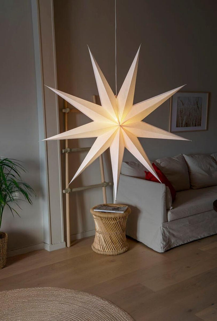 Adventsstjerne i papir med 9 spisser – 115 cm-Julebelysning adventstjerne-Konstsmide-Hvit-5945-200-Lightup.no