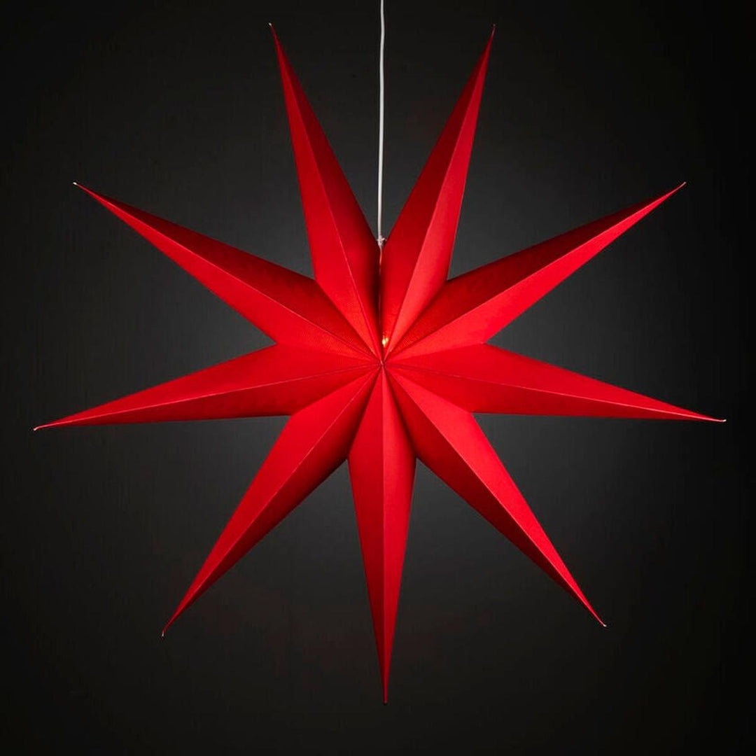 Adventsstjerne i papir med 9 spisser – 115 cm-Julebelysning adventstjerne-Konstsmide-Rød-5945-500-Lightup.no