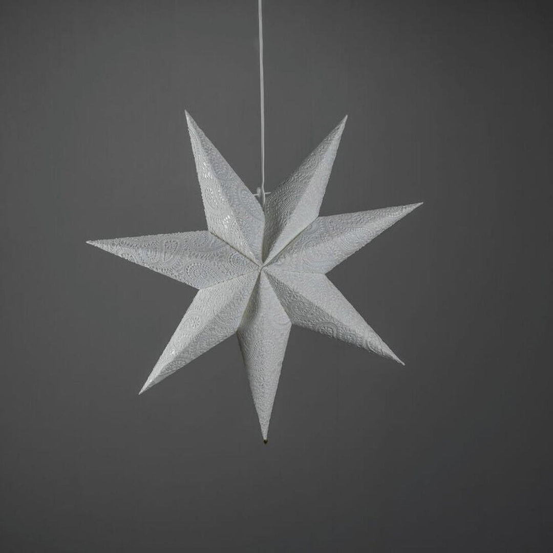 Adventsstjerne i papir med broderimønster – 60 cm – Hvit-Julebelysning adventstjerne-Konstsmide-Hvit-5934-200-Lightup.no