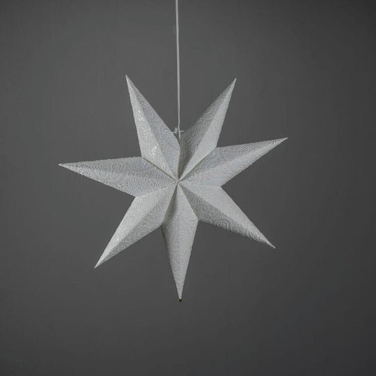 Adventsstjerne i papir med broderimønster – 60 cm – Hvit-Julebelysning adventstjerne-Konstsmide-Hvit-5934-200-Lightup.no