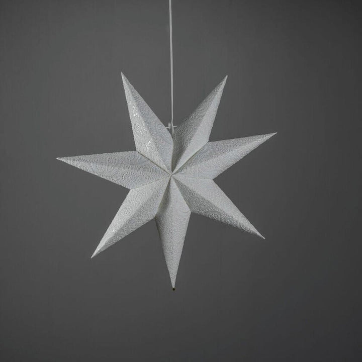 Adventsstjerne i papir med broderimønster – 60 cm – Hvit-Julebelysning adventstjerne-Konstsmide-Hvit-5934-200-Lightup.no