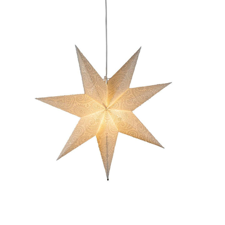 Adventsstjerne i papir med broderimønster – 60 cm – Hvit-Julebelysning adventstjerne-Konstsmide-Hvit-5934-200-Lightup.no