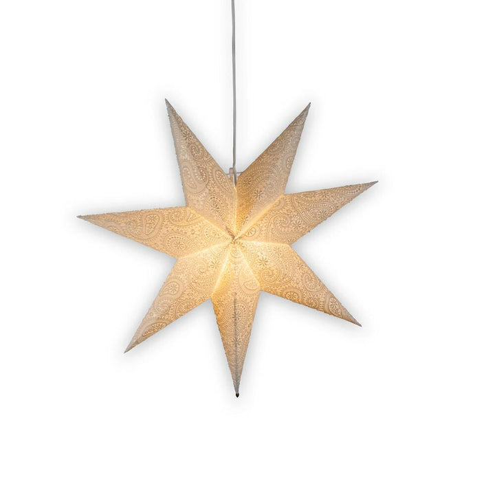 Adventsstjerne i papir med broderimønster – 60 cm – Hvit-Julebelysning adventstjerne-Konstsmide-Hvit-5934-200-Lightup.no