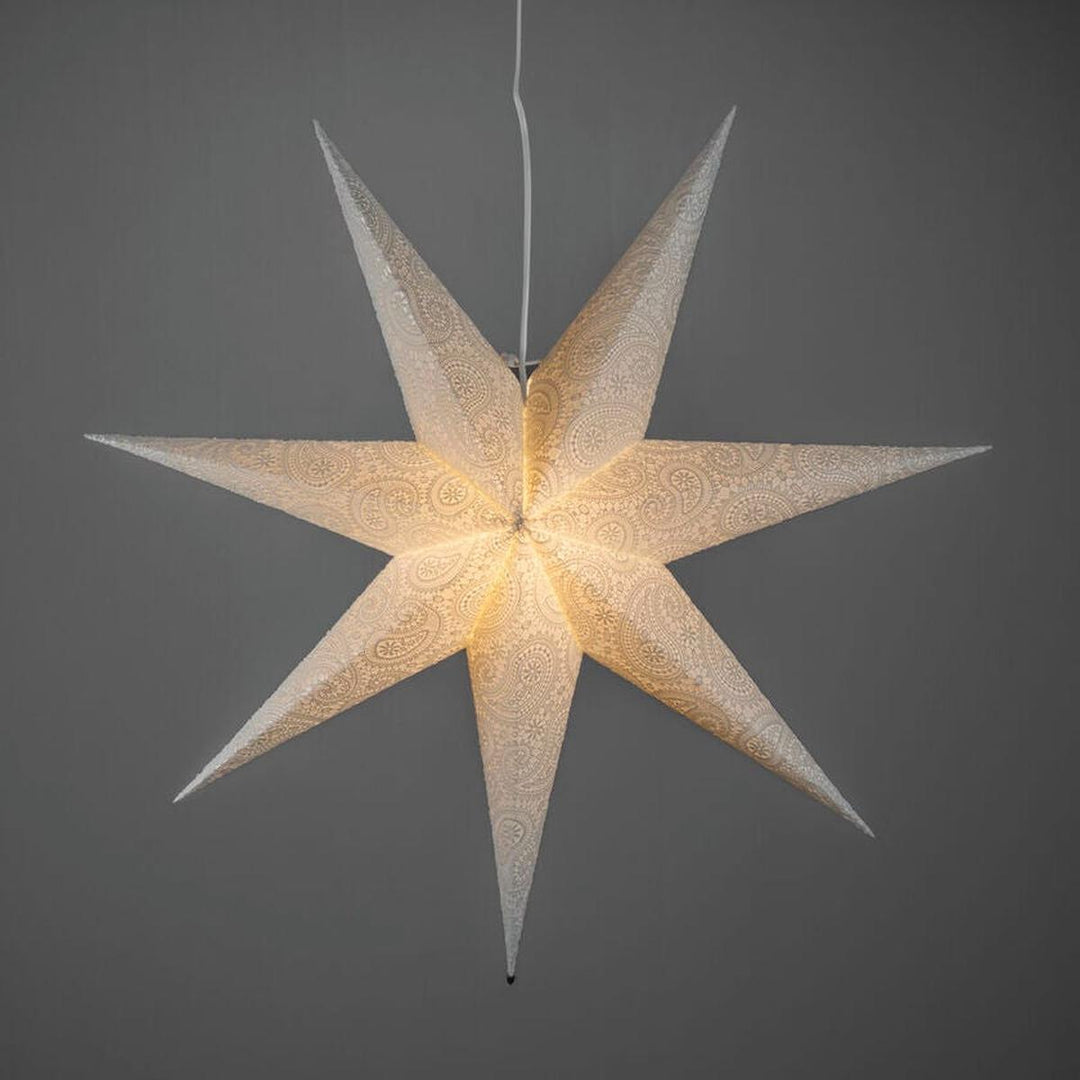 Adventsstjerne i papir med broderimønster – 80 cm – Hvit-Julebelysning adventstjerne-Konstsmide-Hvit-5935-200-Lightup.no