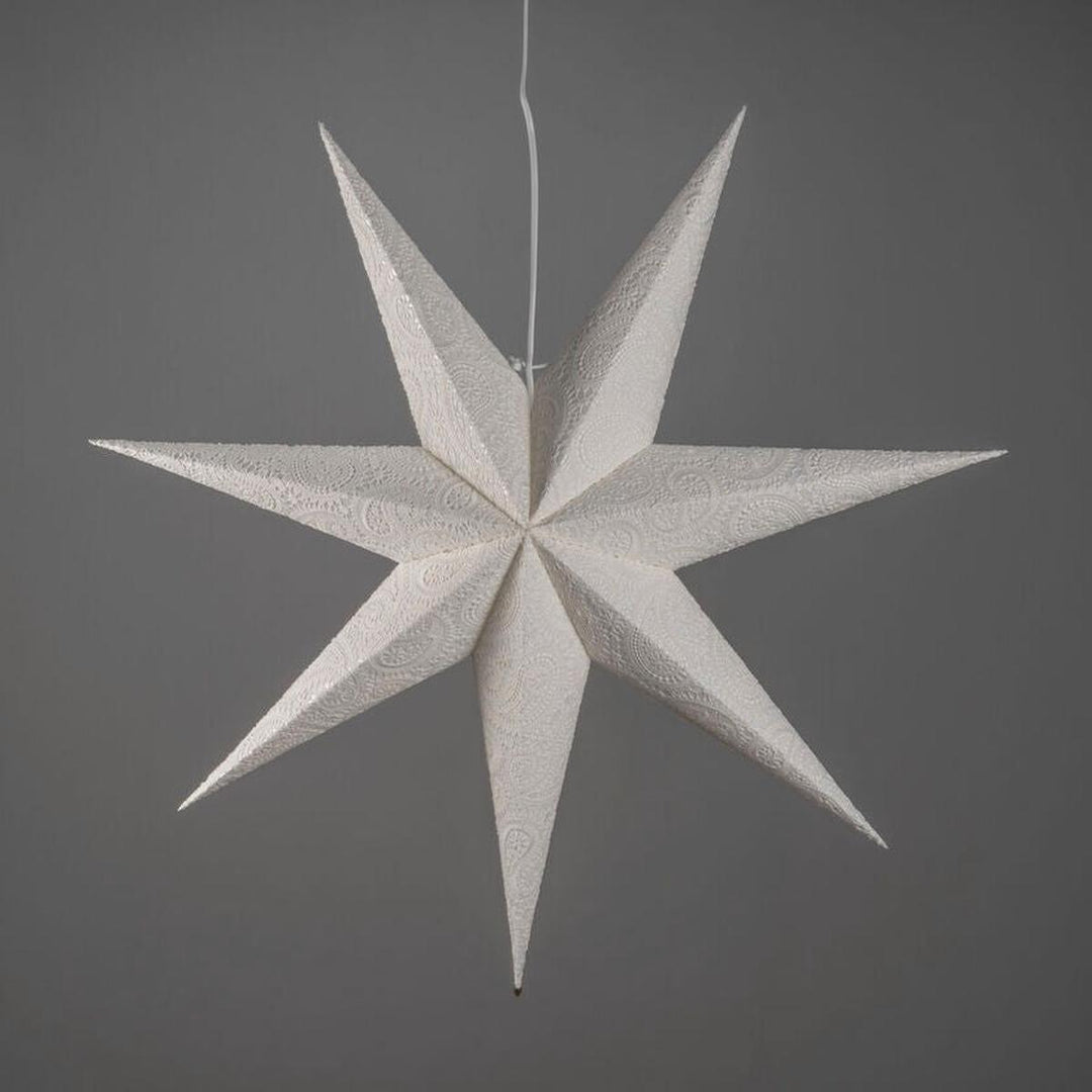 Adventsstjerne i papir med broderimønster – 80 cm – Hvit-Julebelysning adventstjerne-Konstsmide-Hvit-5935-200-Lightup.no
