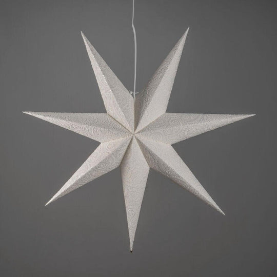 Adventsstjerne i papir med broderimønster – 80 cm – Hvit-Julebelysning adventstjerne-Konstsmide-Hvit-5935-200-Lightup.no