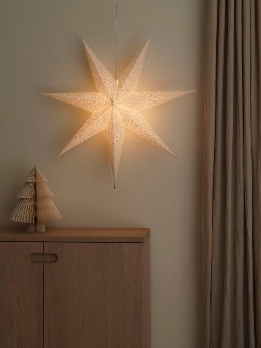 Adventsstjerne i papir med broderimønster – 80 cm – Hvit-Julebelysning adventstjerne-Konstsmide-Hvit-5935-200-Lightup.no