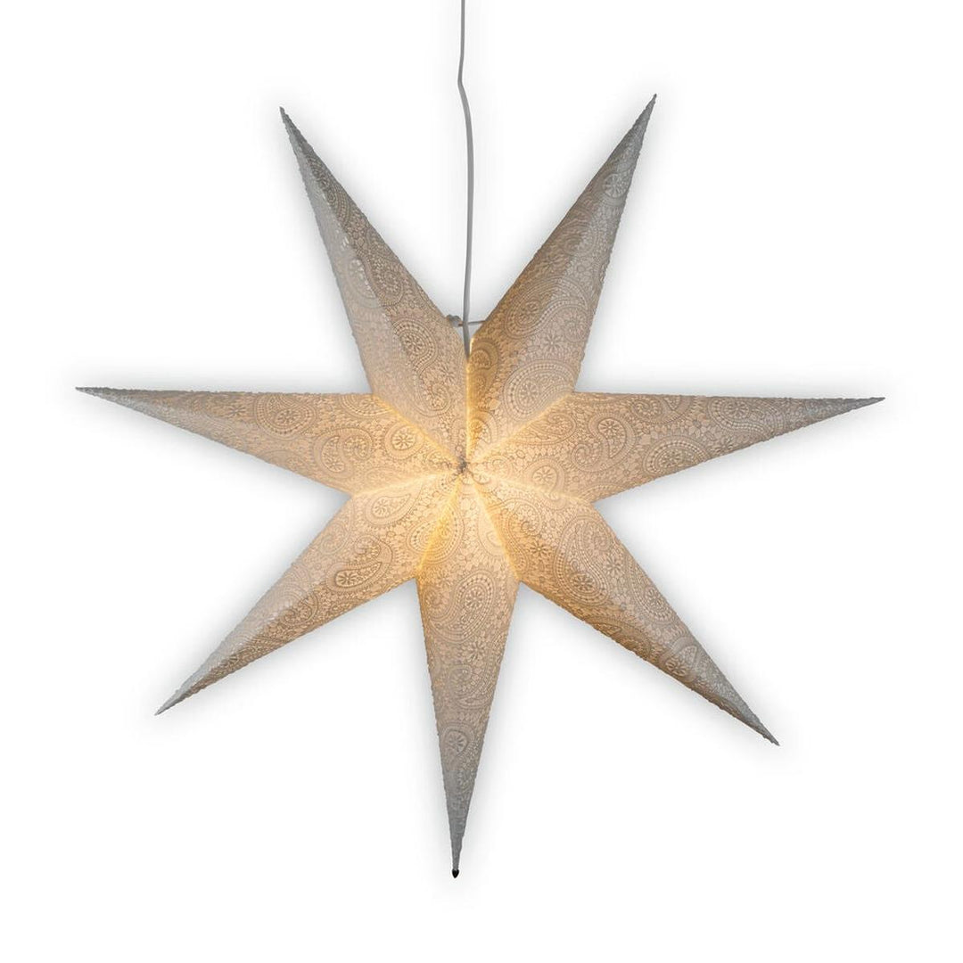 Adventsstjerne i papir med broderimønster – 80 cm – Hvit-Julebelysning adventstjerne-Konstsmide-Hvit-5935-200-Lightup.no