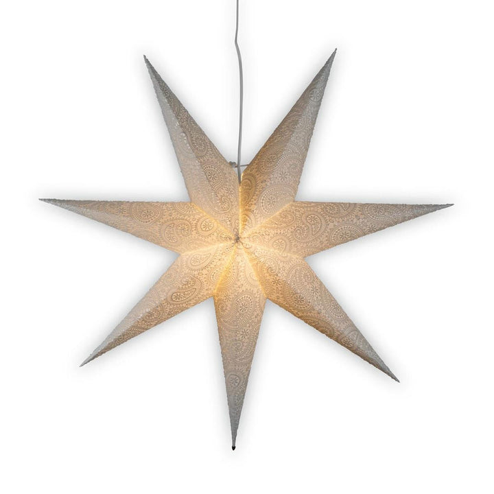 Adventsstjerne i papir med broderimønster – 80 cm – Hvit-Julebelysning adventstjerne-Konstsmide-Hvit-5935-200-Lightup.no