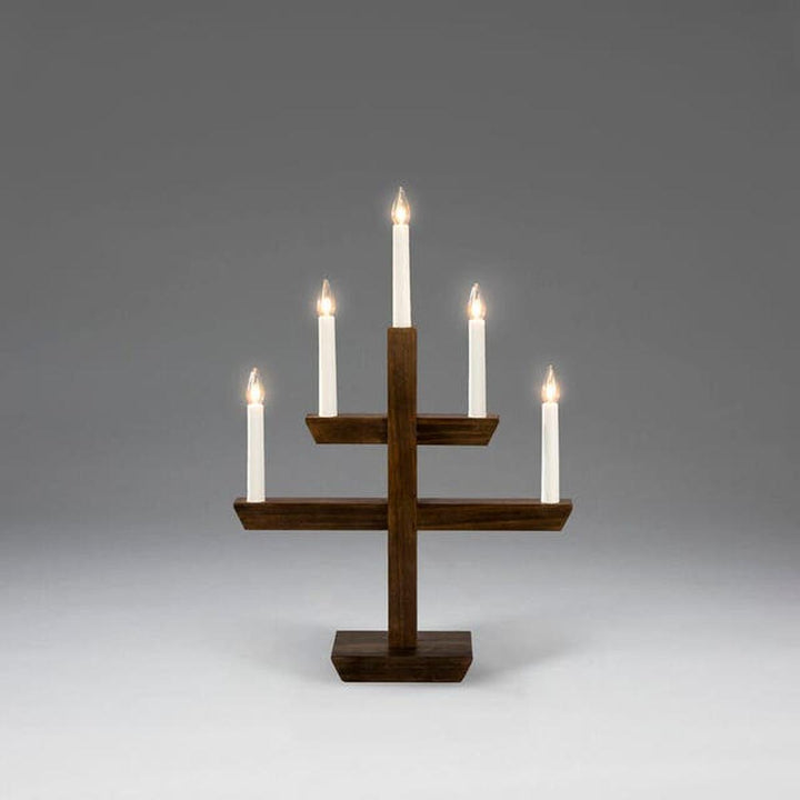 Adventstake 5 armet-Julebelysning adventsstake-Konstsmide-Brun-2572-600-Lightup.no