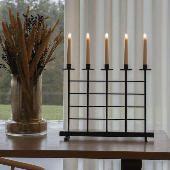 Adventstake 5 armet metall-Julebelysning adventsstake-Konstsmide-Svart-3526-710TR-Lightup.no
