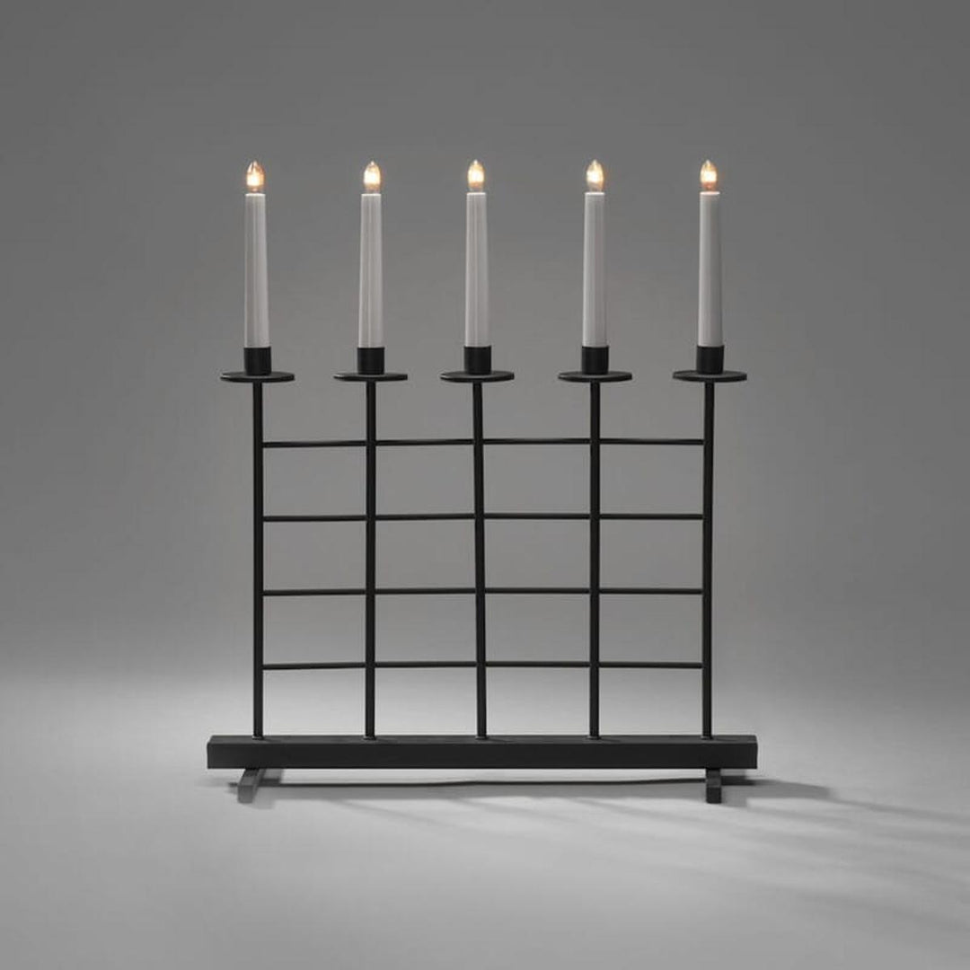 Adventstake 5 armet metall-Julebelysning adventsstake-Konstsmide-Svart-3526-710TR-Lightup.no