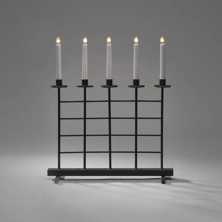 Adventstake 5 armet metall-Julebelysning adventsstake-Konstsmide-Svart-3526-710TR-Lightup.no