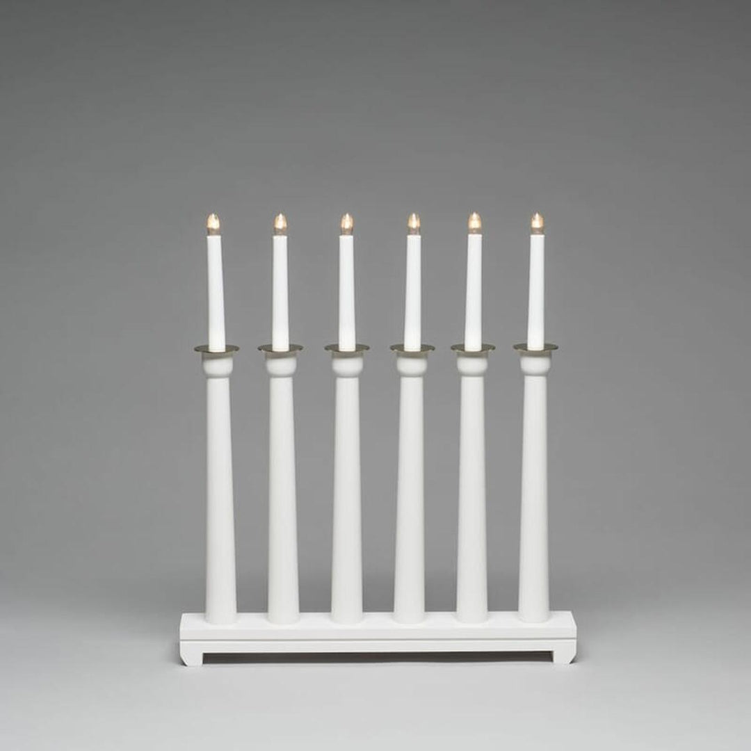 Adventstake 6 armet metall-Julebelysning adventsstake-Konstsmide-Hvit-3976-210-Lightup.no