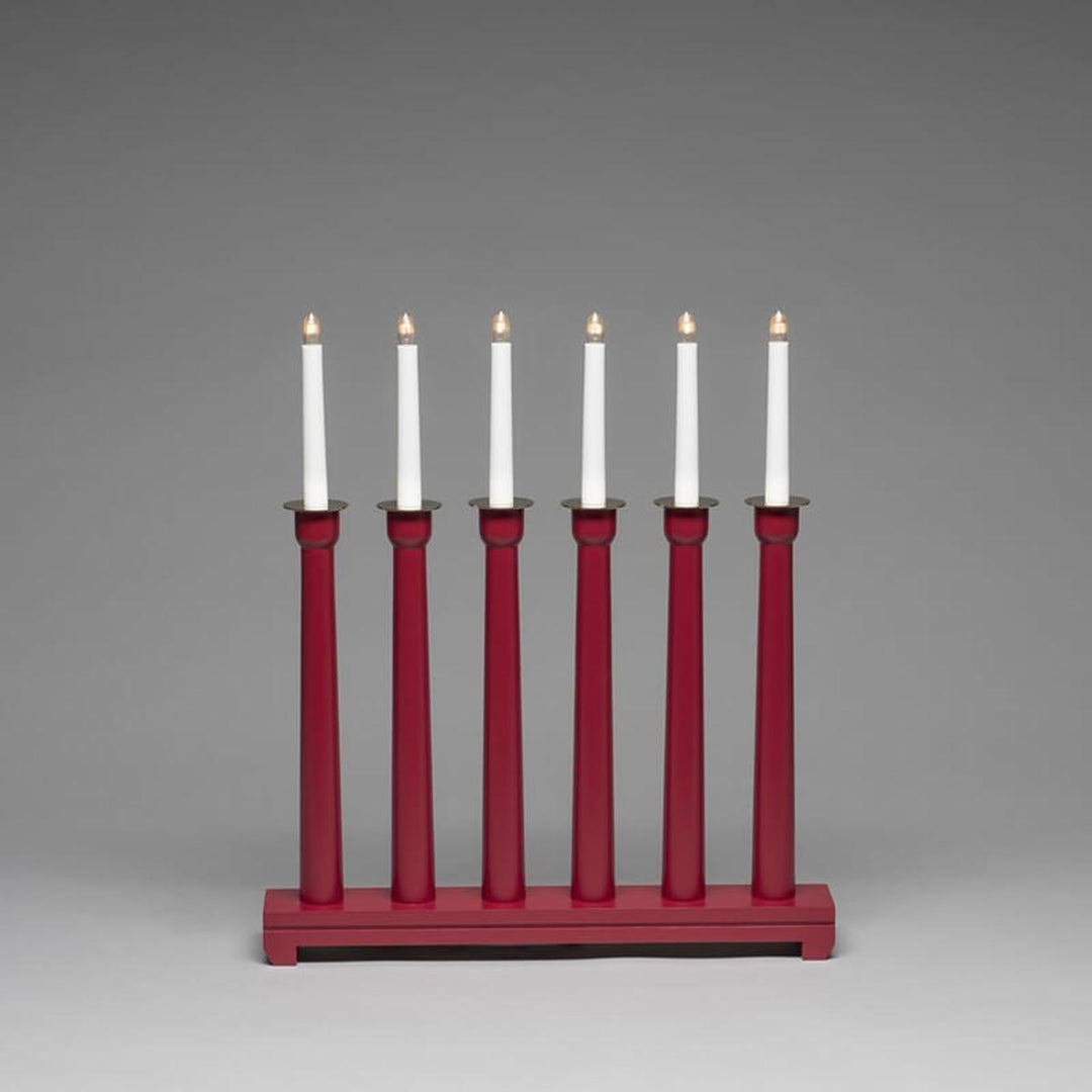 Adventstake 6 armet metall-Julebelysning adventsstake-Konstsmide-Rød-3976-510-Lightup.no
